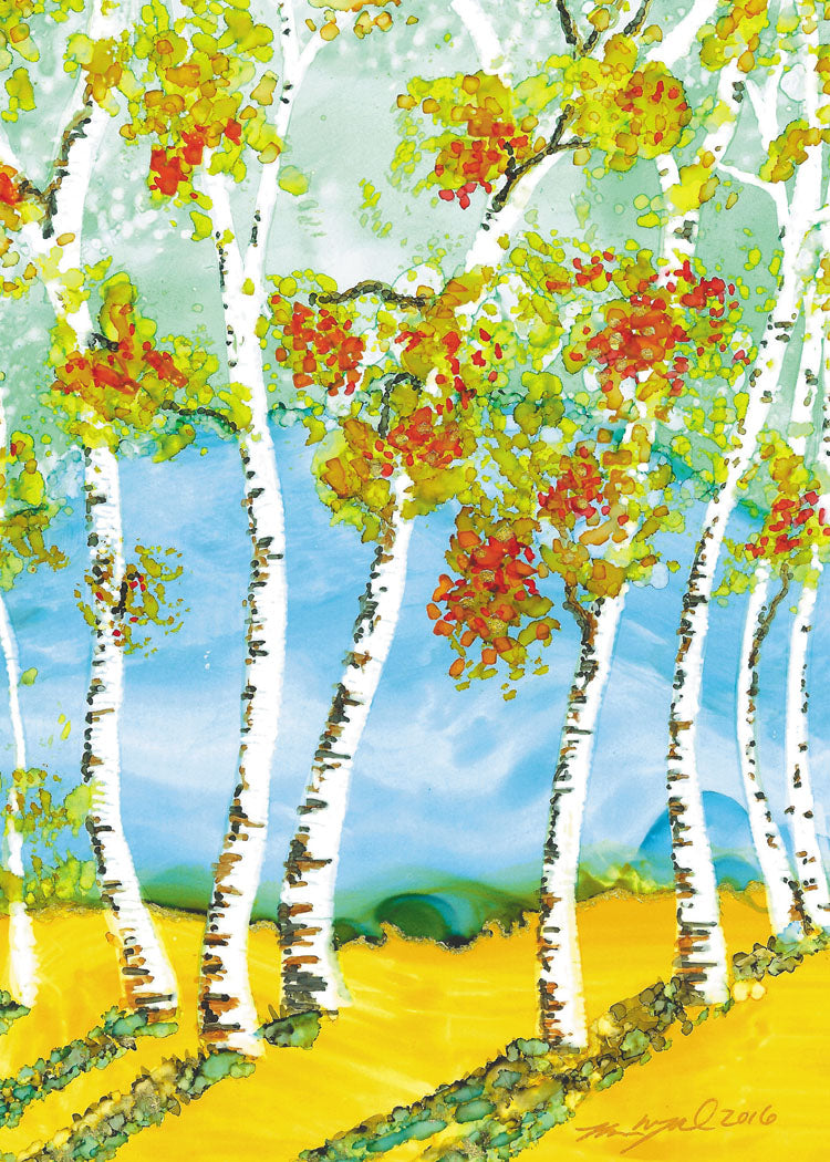 Evening Birches Thinking of You Card