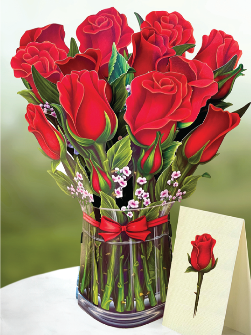 Red Roses Pop-Up Bouquet & Card – Allport Editions