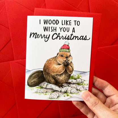 Merry Christmas Beaver Card