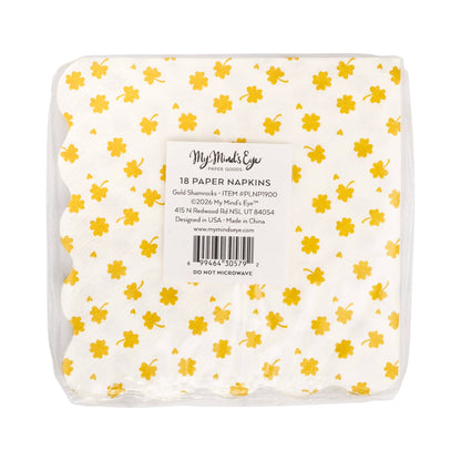 Shamrocks Gold Foil Scallop Cocktail Napkins