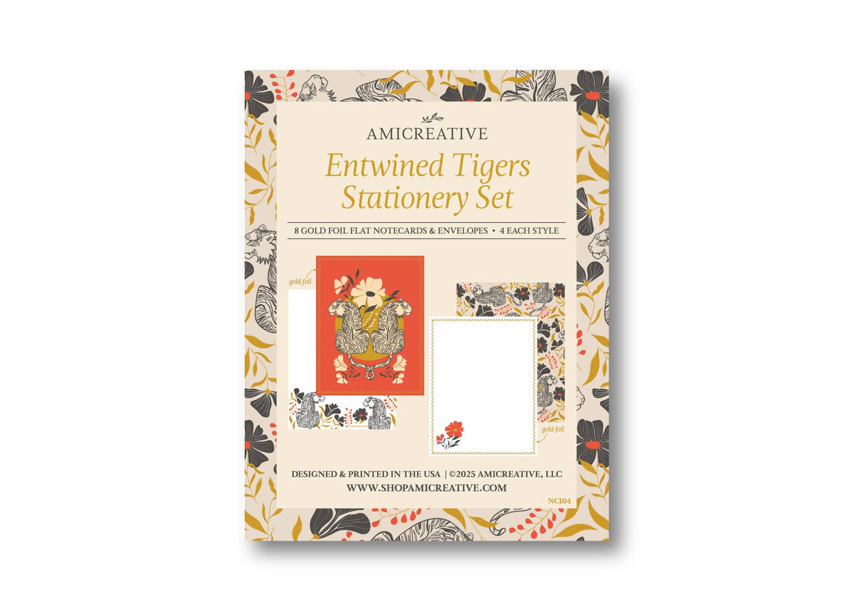 Jungle Tiger Floral Luxury Stationery Set