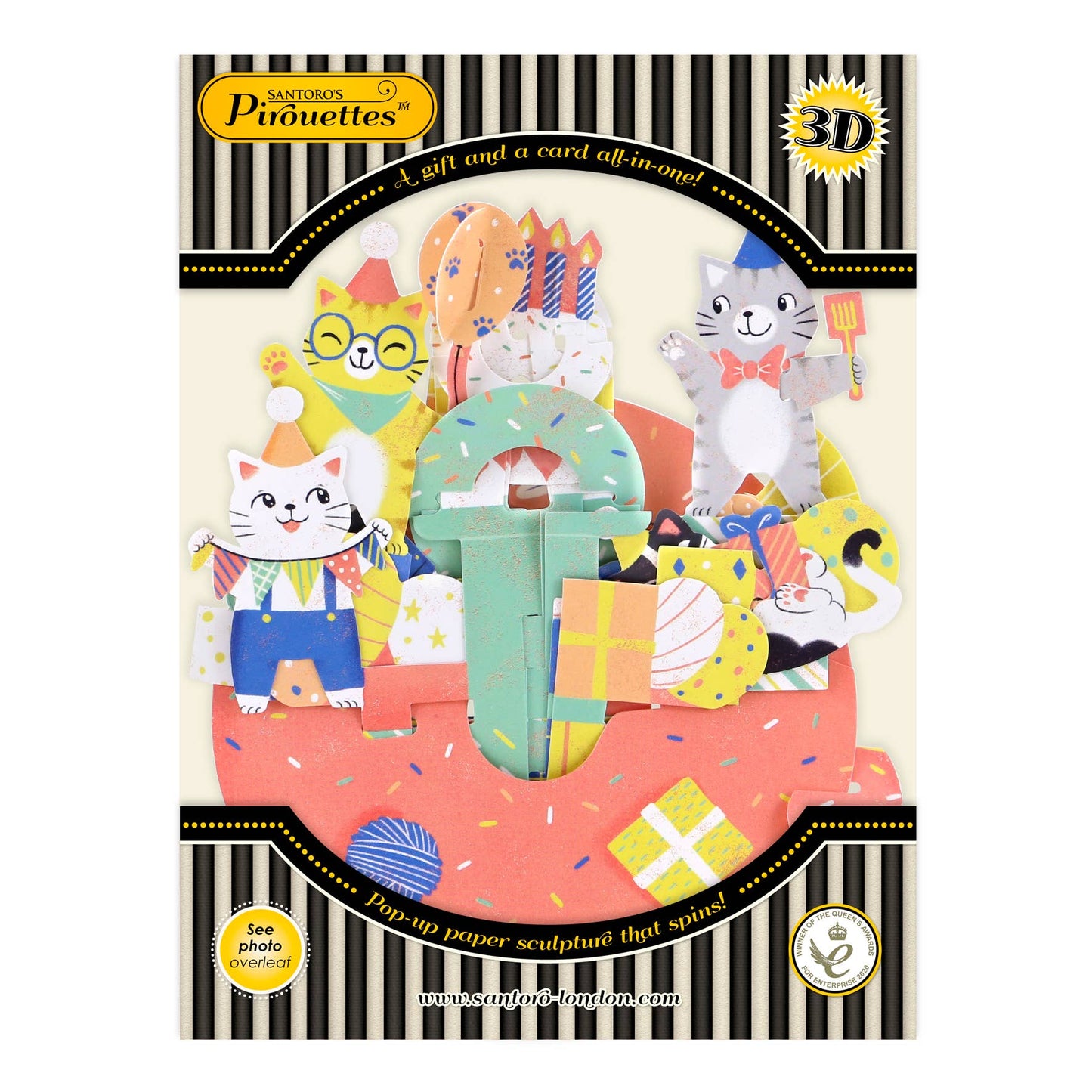3D Pop-Up Pirouette Cats Birthday Card