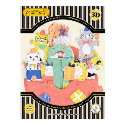 3D Pop-Up Pirouette Cats Birthday Card