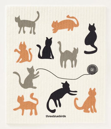 Playful Cats Swedish Dishcloth