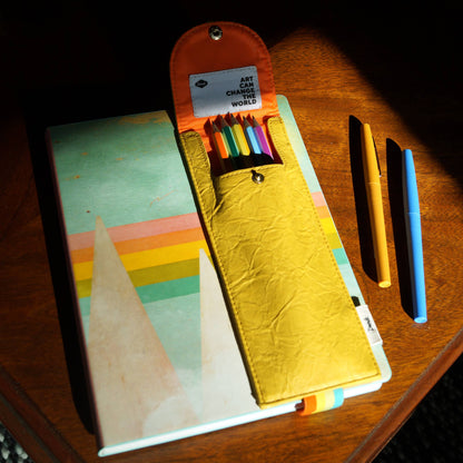 Yellow Crinkle Vegan Leather Book Pouch