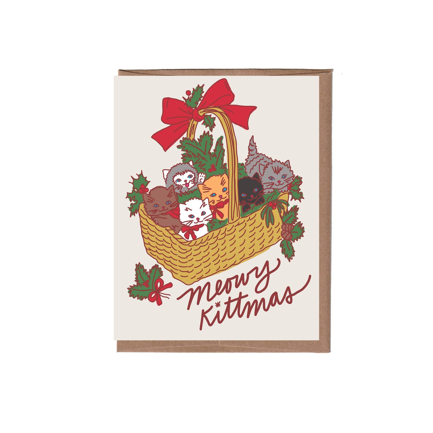 Vintage Kitten Basket Holiday Card