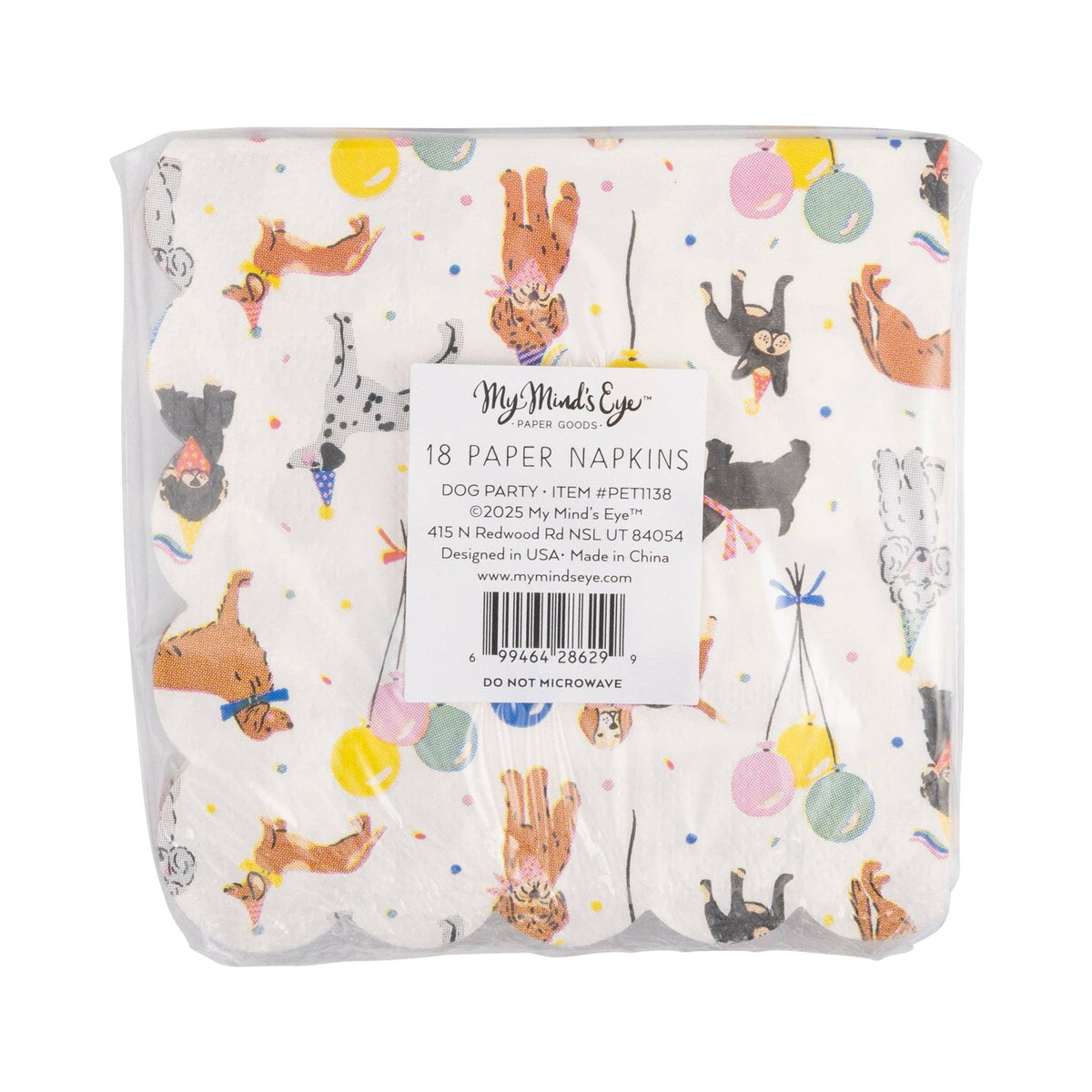 Dog Party Scalloped Edge Beverage Napkins
