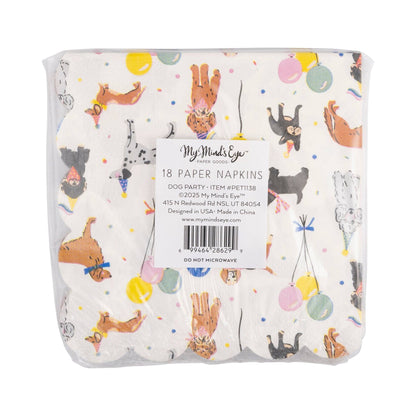 Dog Party Scalloped Edge Beverage Napkins