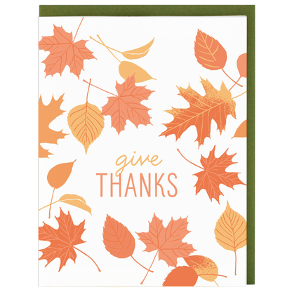 Falling Leaves Thanksgiving Card