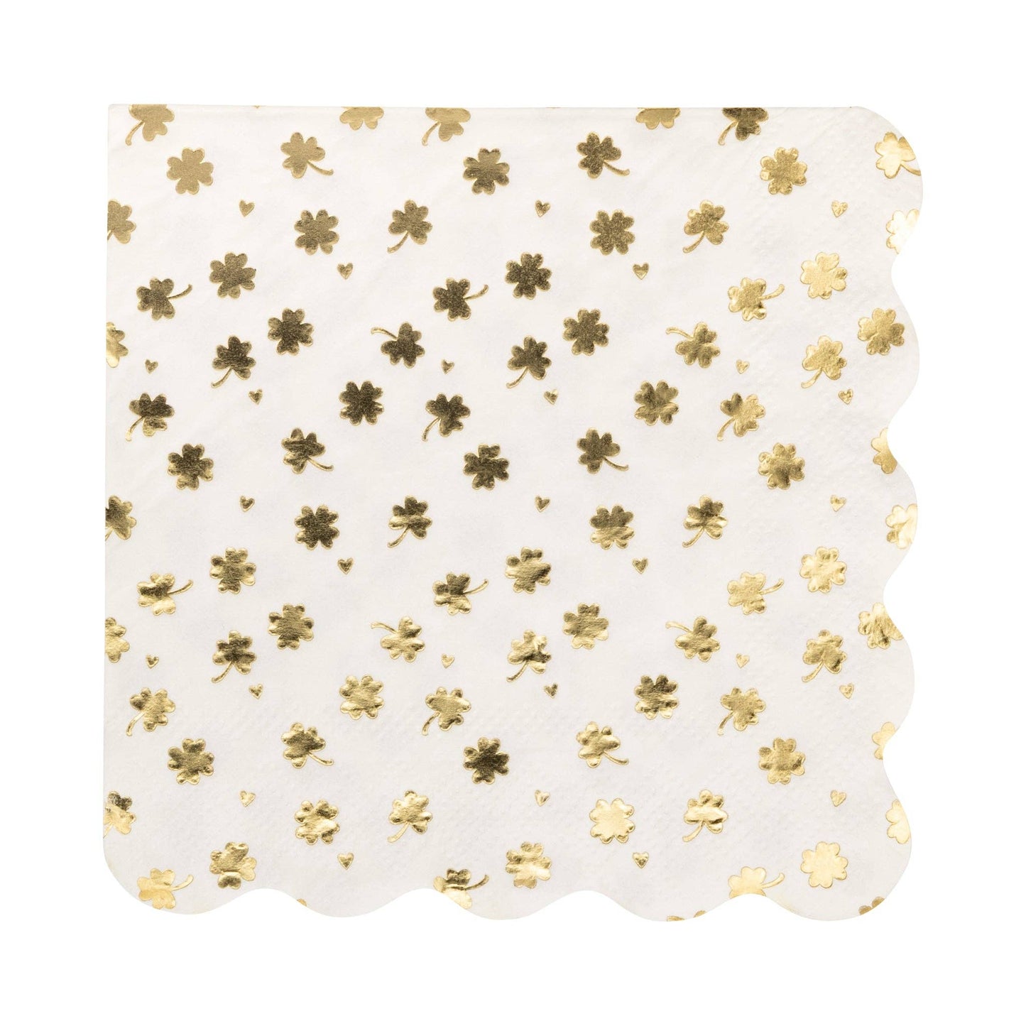 Shamrocks Gold Foil Scallop Cocktail Napkins