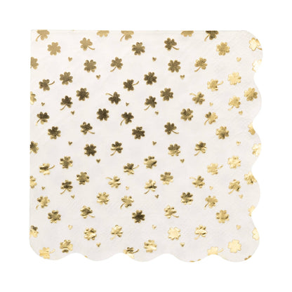 Shamrocks Gold Foil Scallop Cocktail Napkins