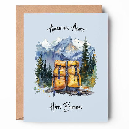 Adventure Awaits Backpack Birthday Card