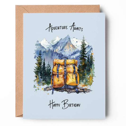 Adventure Awaits Backpack Birthday Card