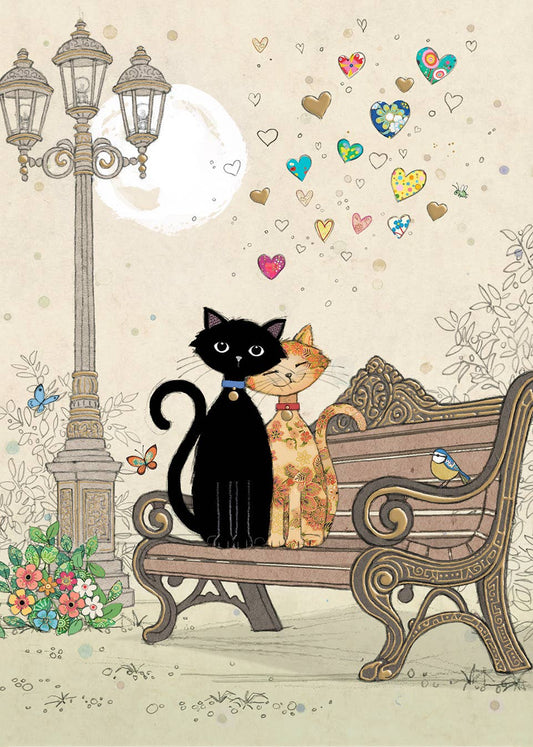 Bench Kitties Blank Card