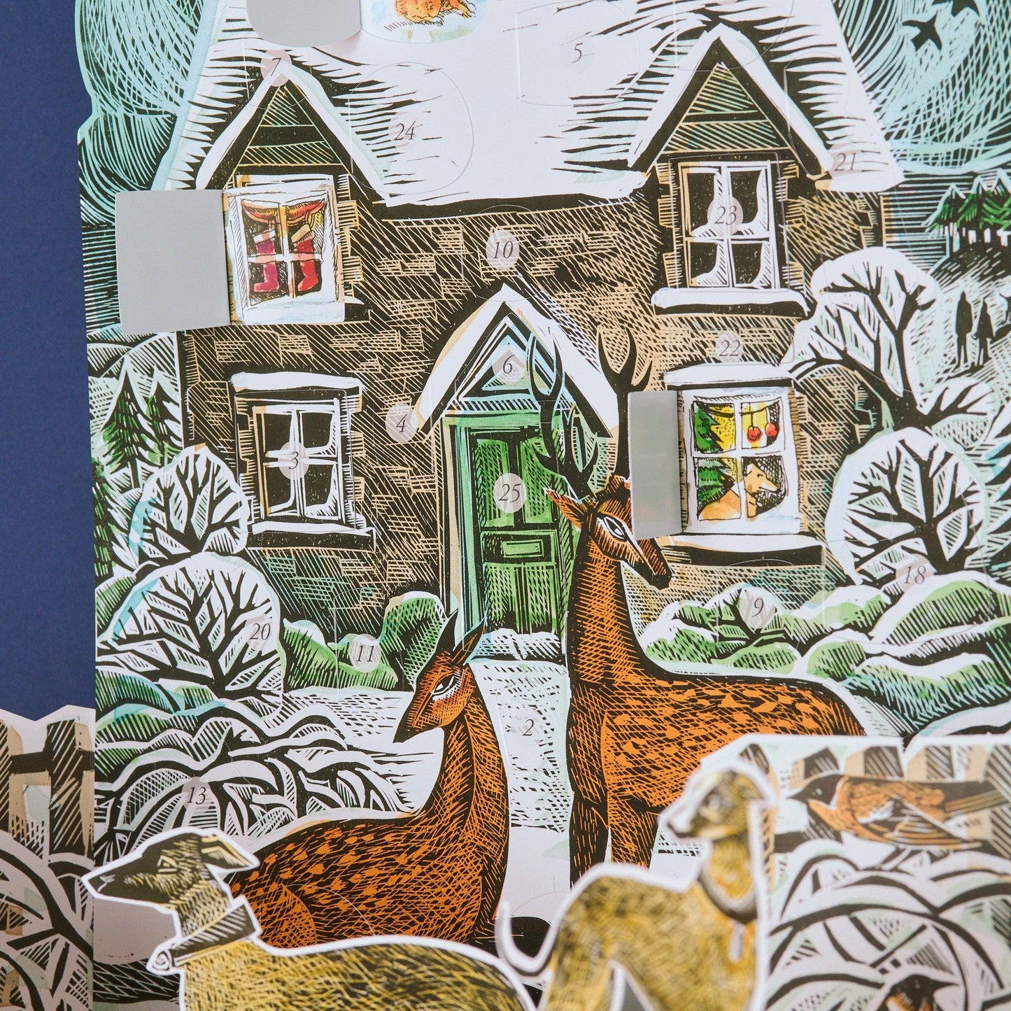 Christmas Cottage Dogs & Deer Advent Calendar