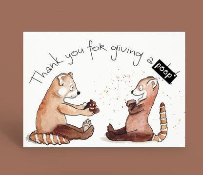 Red Pandas Thank You for Giving a Poop SWEARS Card