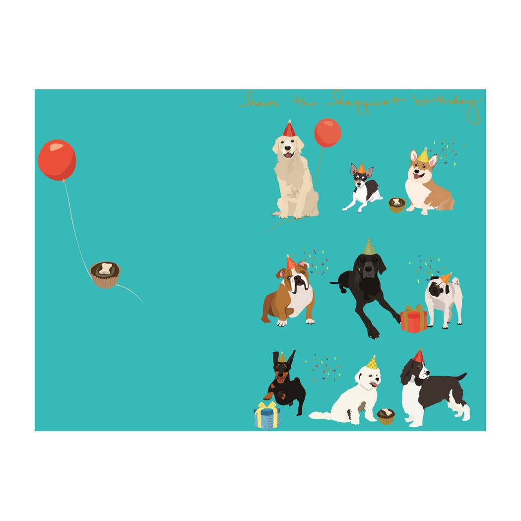 Nine Dogs in Hats Birthday Card