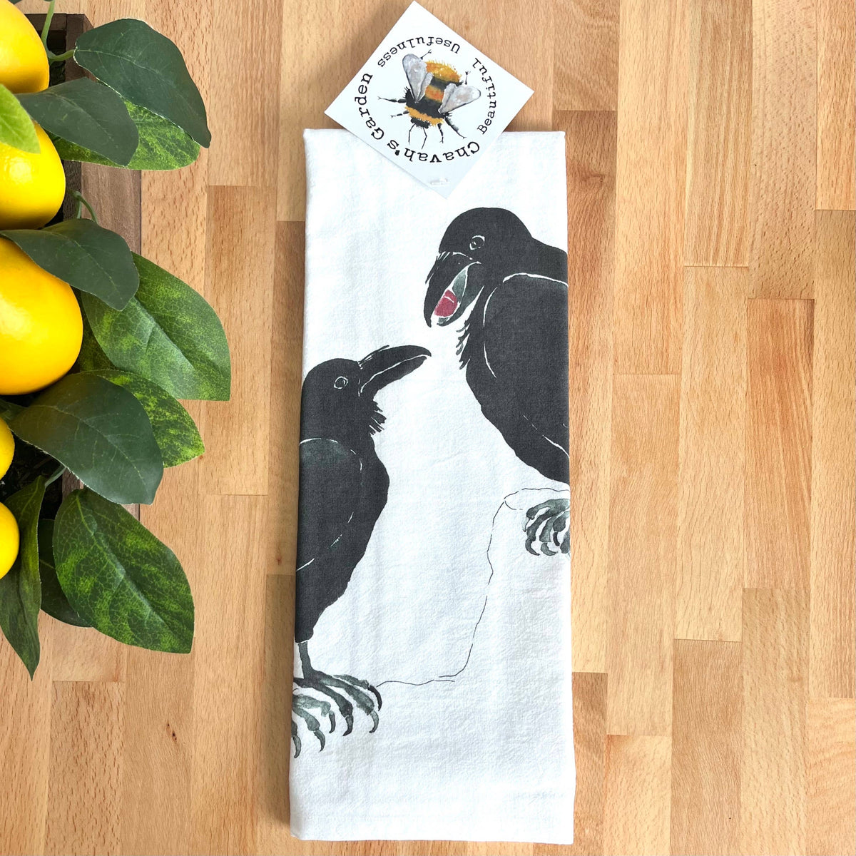 Black Ravens Tea Towel