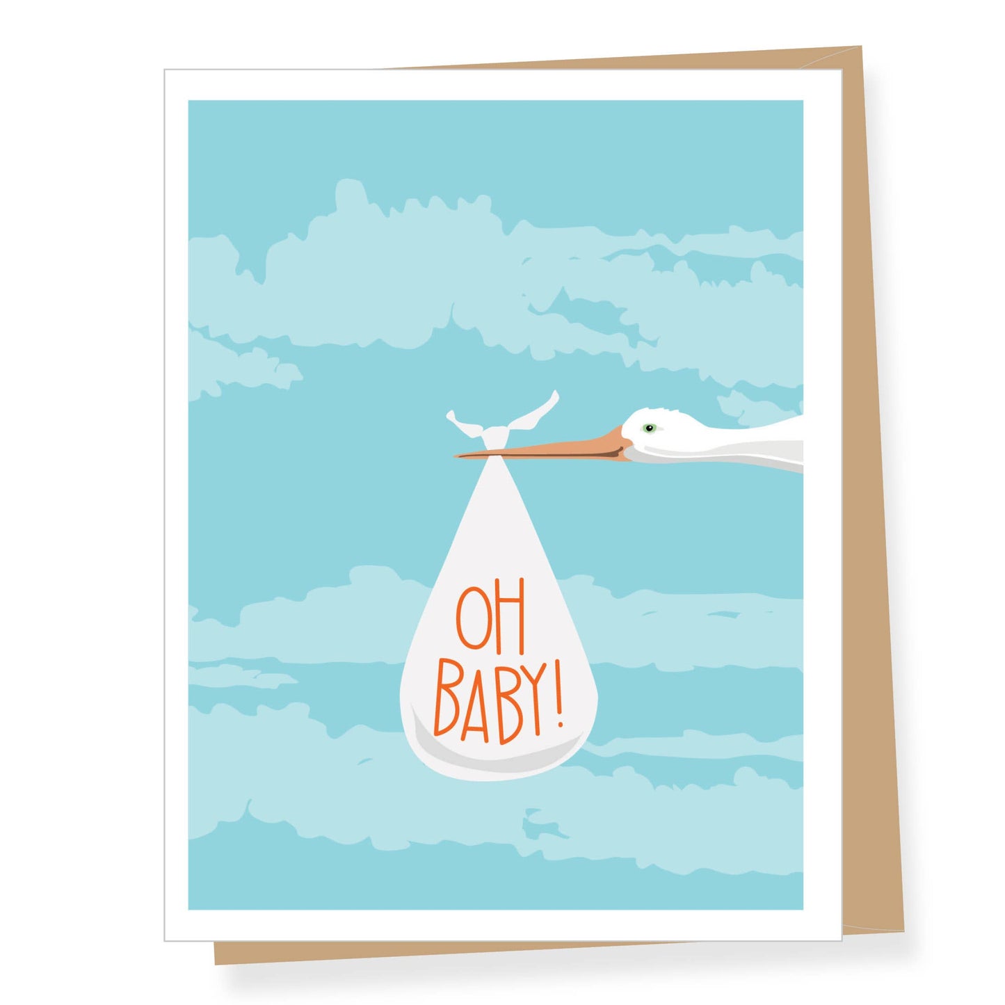 Stork Oh Baby New Baby Greeting Card