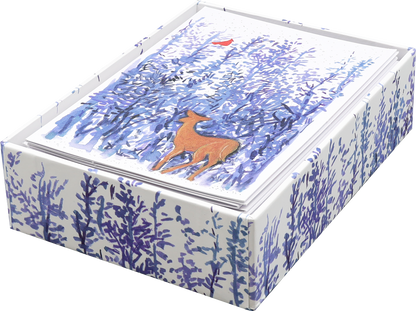 Winter Woodcut Small Boxed Holiday Cards