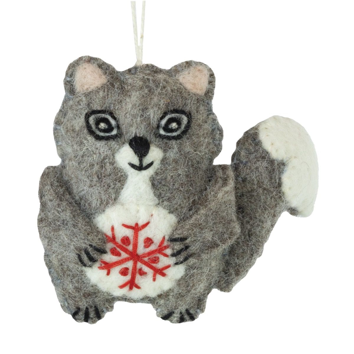 Felted Snowflake Squirrel Ornament