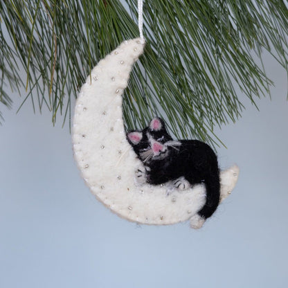 Kitty Moon Felted Ornament