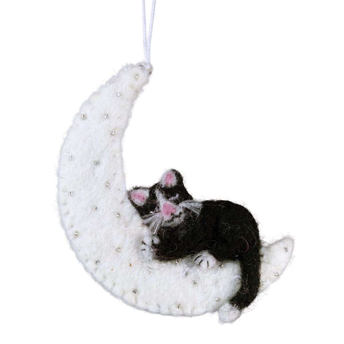 Kitty Moon Felted Ornament
