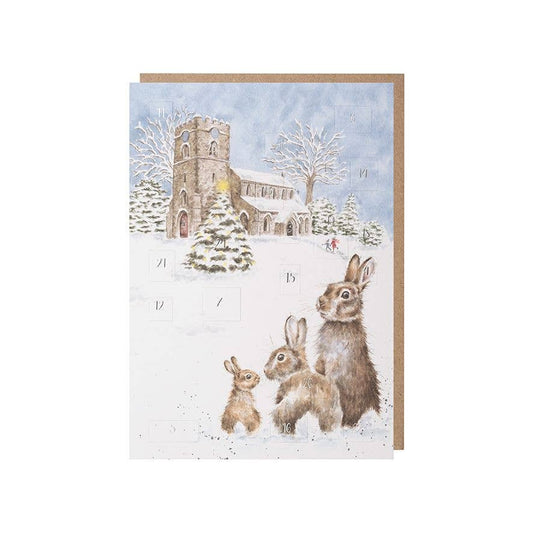 Silent Night Bunnies Large Advent Calendar Card