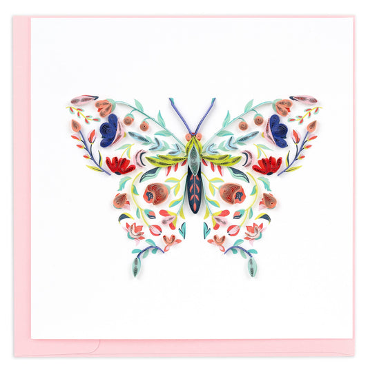 Quilled Floral Butterfly Blank Card