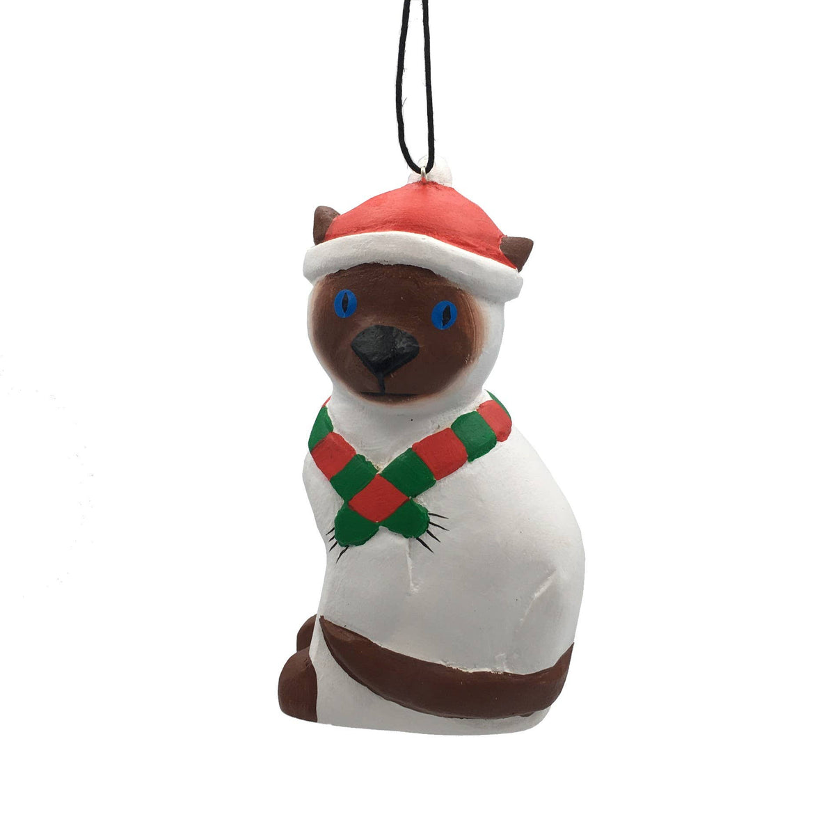 Holiday Siamese Cat Balsa Ornament
