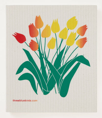 One-of-a-Kind Tulips Swedish Dishcloth