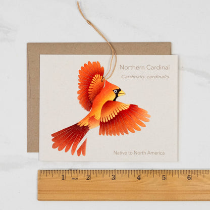 Cardinal Bronze Ornament + Notecard