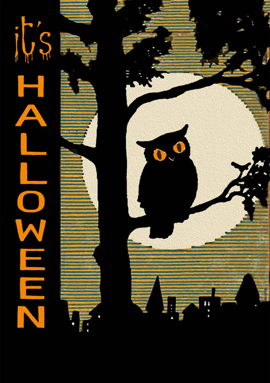 Full Moon Owl Halloween Card