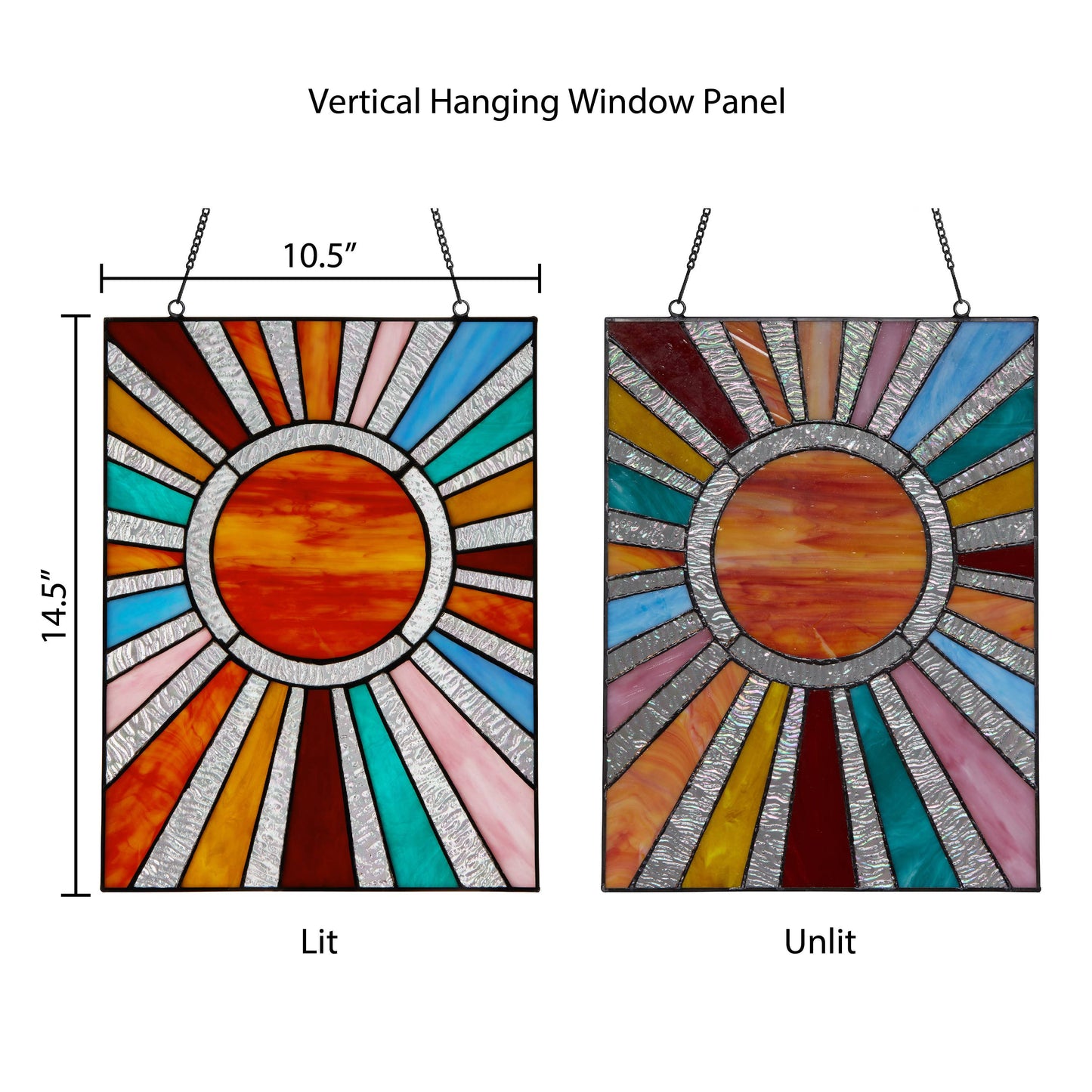Handcrafted Sunburst Stained Glass Window Panel