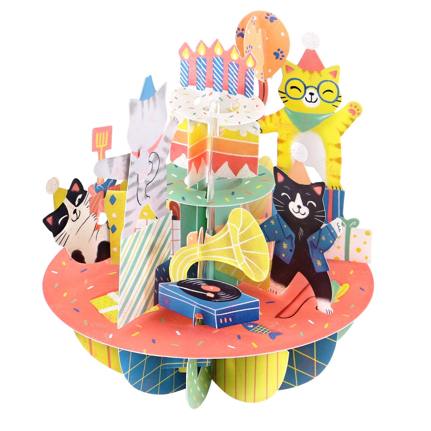3D Pop-Up Pirouette Cats Birthday Card