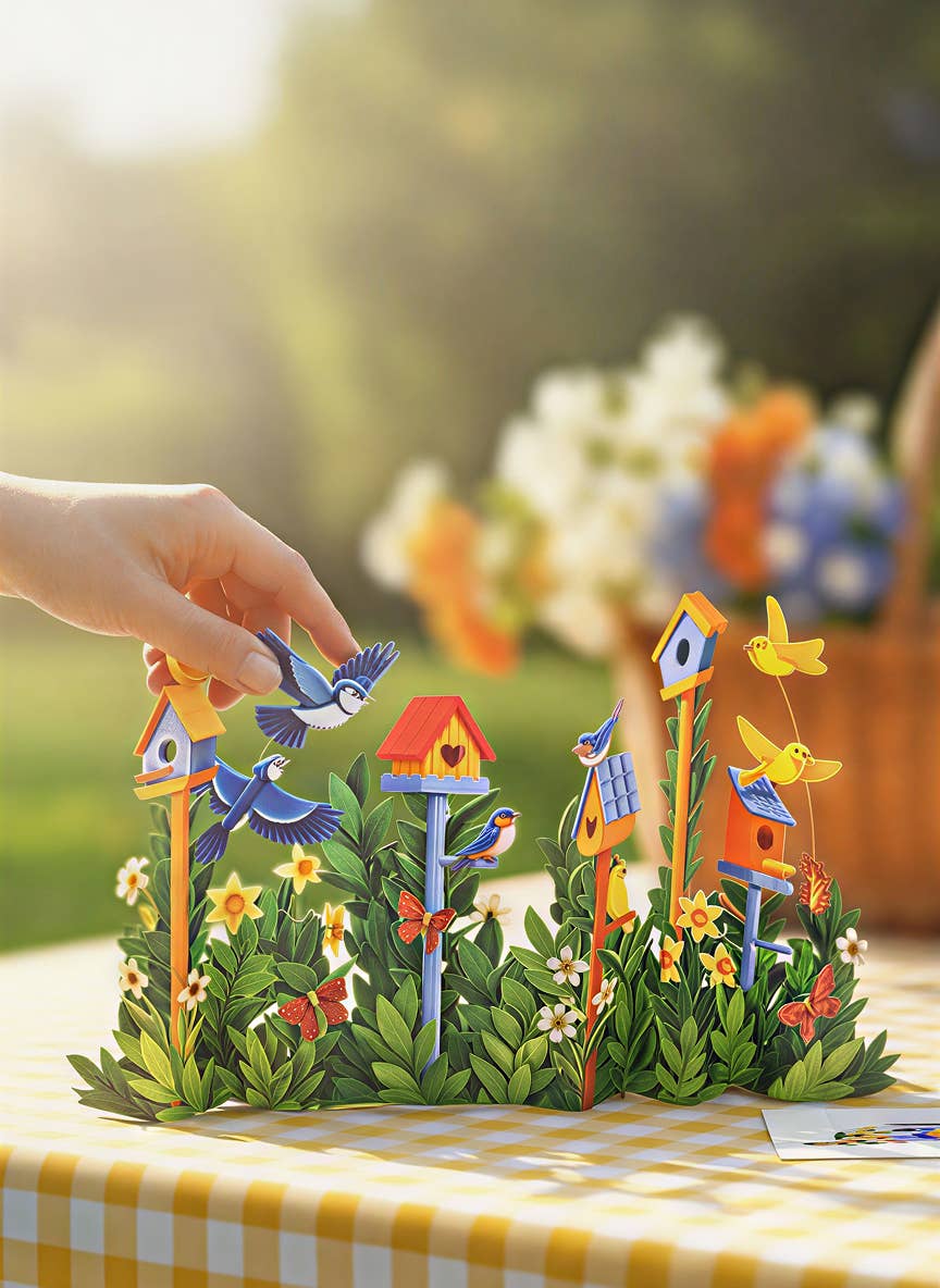 Birdhouse Garden Blank Pop-Up Card