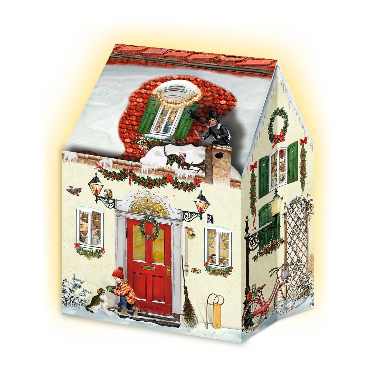 Mini Christmas House Lanterns Advent Calendar Card