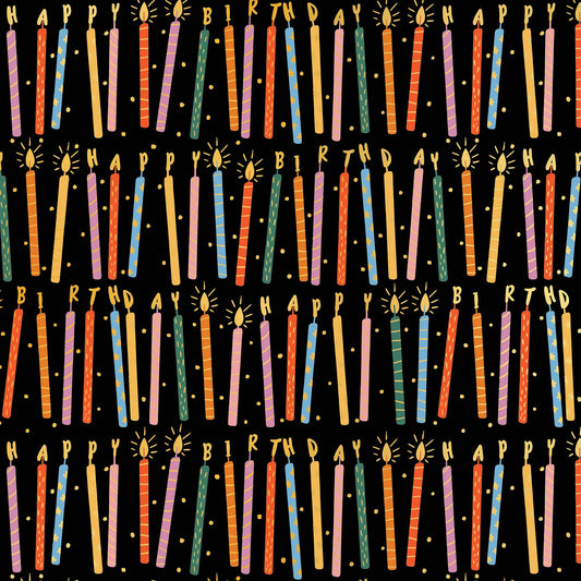 Birthday Candles Dark Wrapping Paper, 2 Rolls