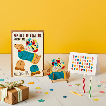 Happy Birthday Sausage Dog Pop Out Card