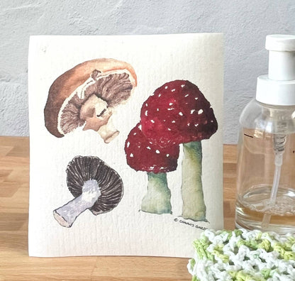 Mushrooms Swedish Dishcloth