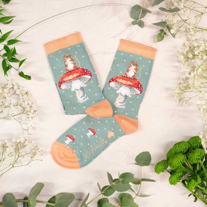 Snowy Mushroom & Mouse Women’s Socks