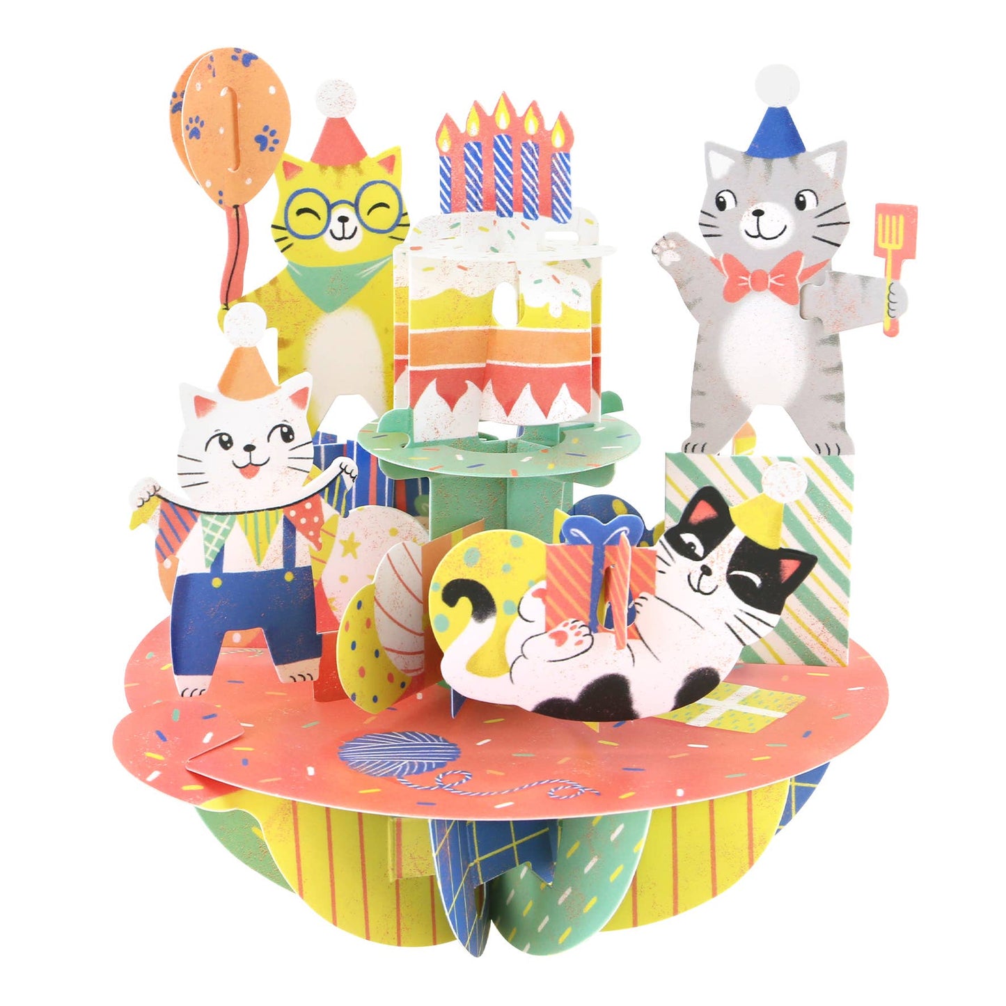 3D Pop-Up Pirouette Cats Birthday Card