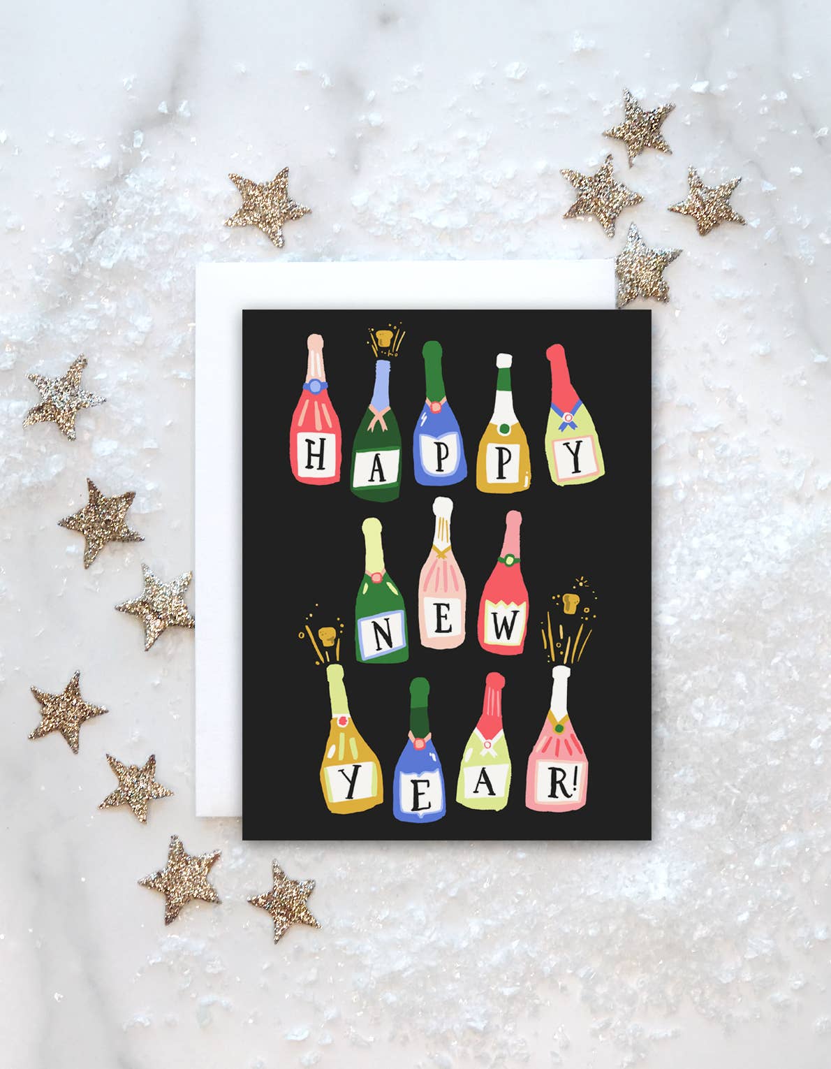 Champagne Bottles New Year Card