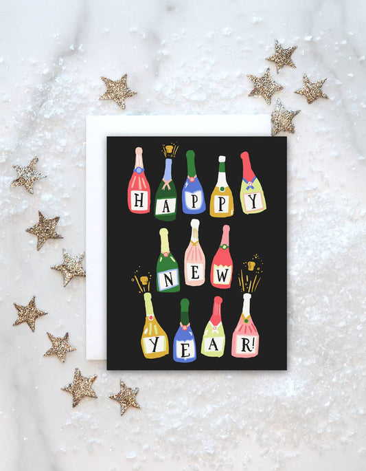 Champagne Bottles New Year Card