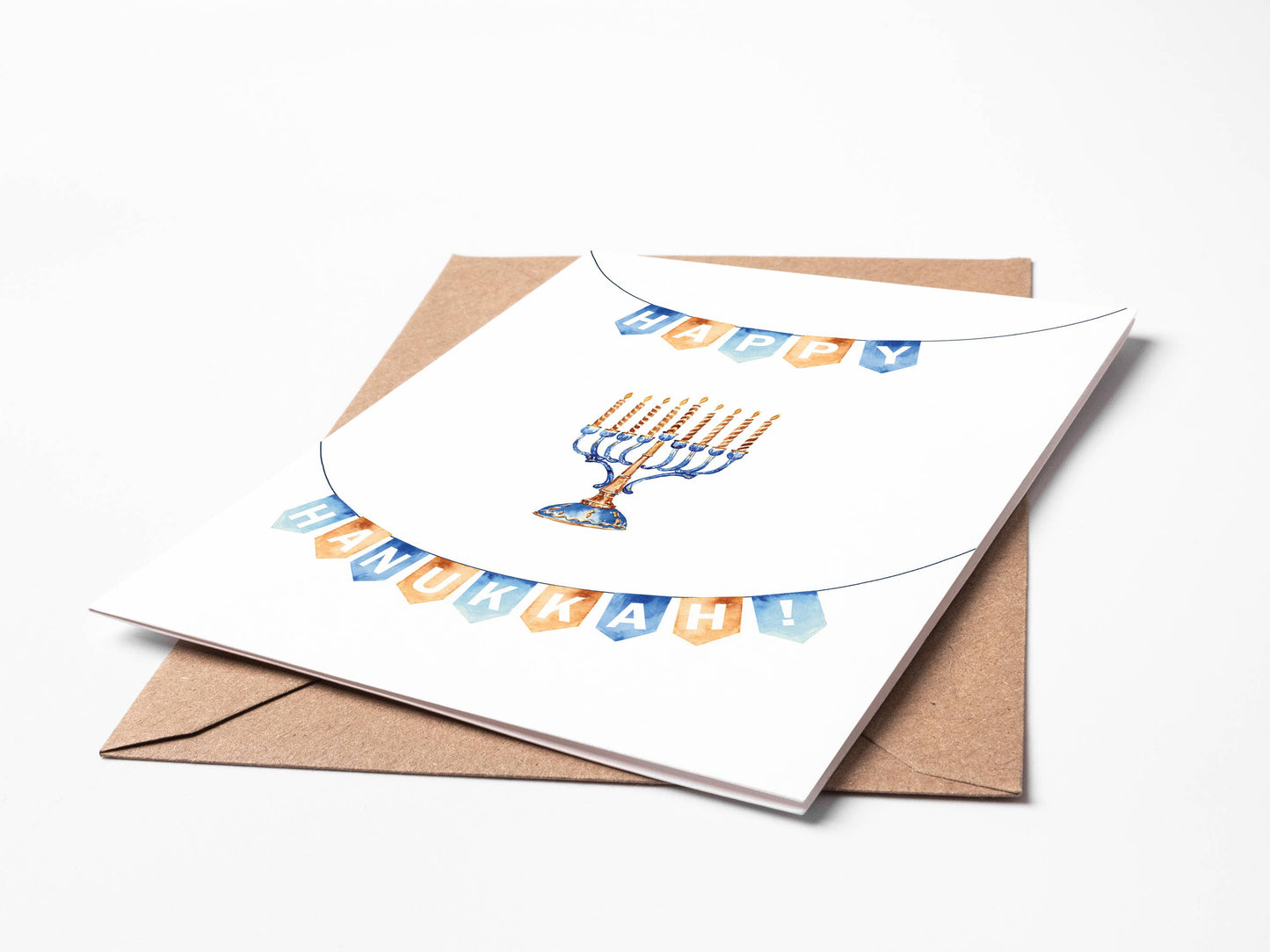 Menorah & Banner Hanukkah Card