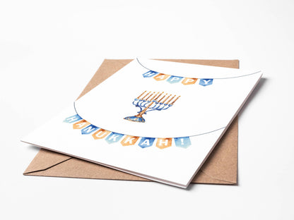 Menorah & Banner Hanukkah Card