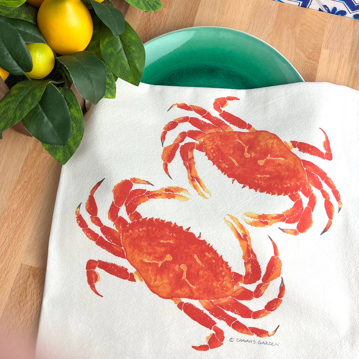 Red Crabs Tea Towel