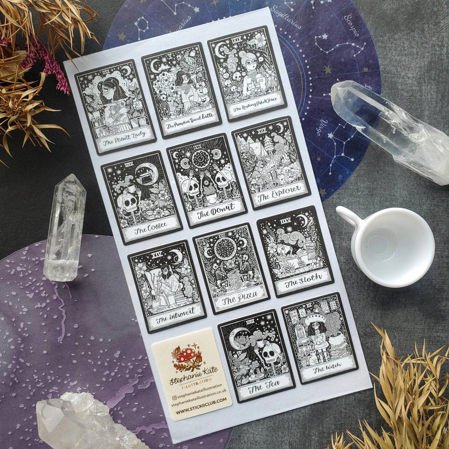 Black & White Tarot Sticker Sheet