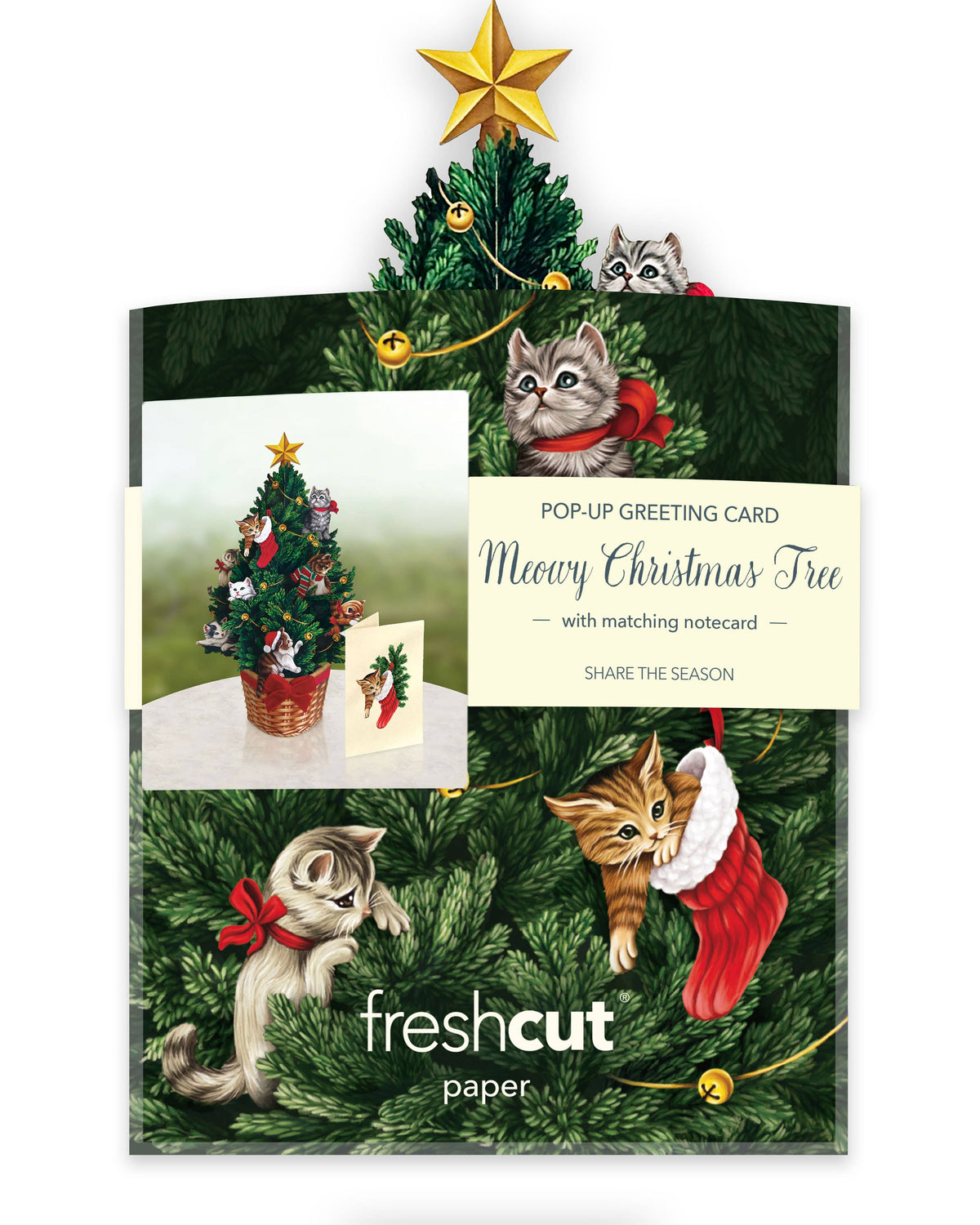 Meowy Christmas Tree Holiday Pop-Up Card