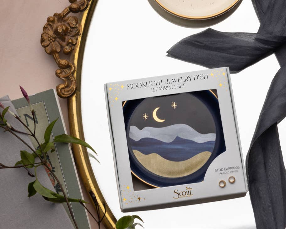 Jewelry Dish & Earring Set: Moonlight & Midnight Blue